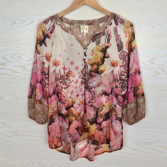 Anthropologie Tops - {ANTHRO} Fig & Flower Boho Floral Patchwork Top